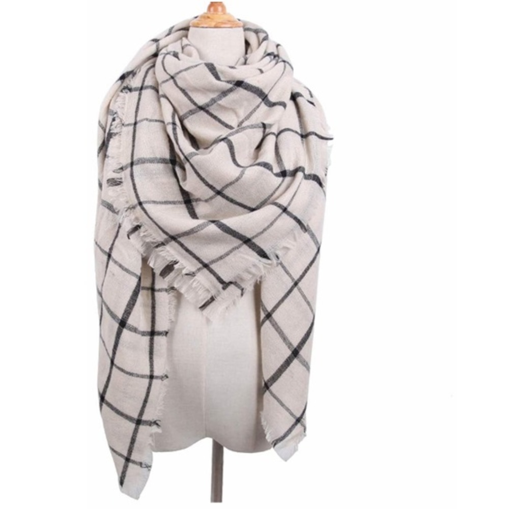 Large Classic Plaid Blanket Oversized Cozy Scarf - Picture 5 of 7